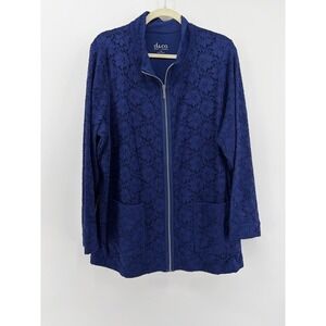 D &‎ Co Denim Company Blue Lace Zip Up Jacket Plus Size 1X